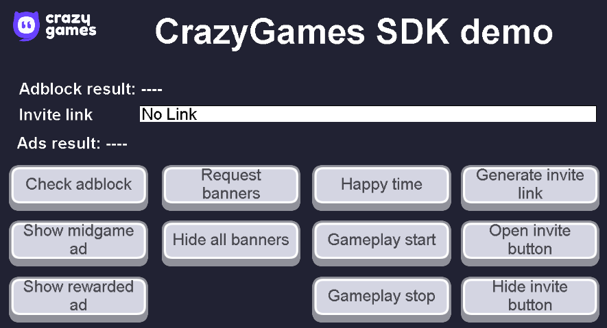 CrazyGames SDK demo