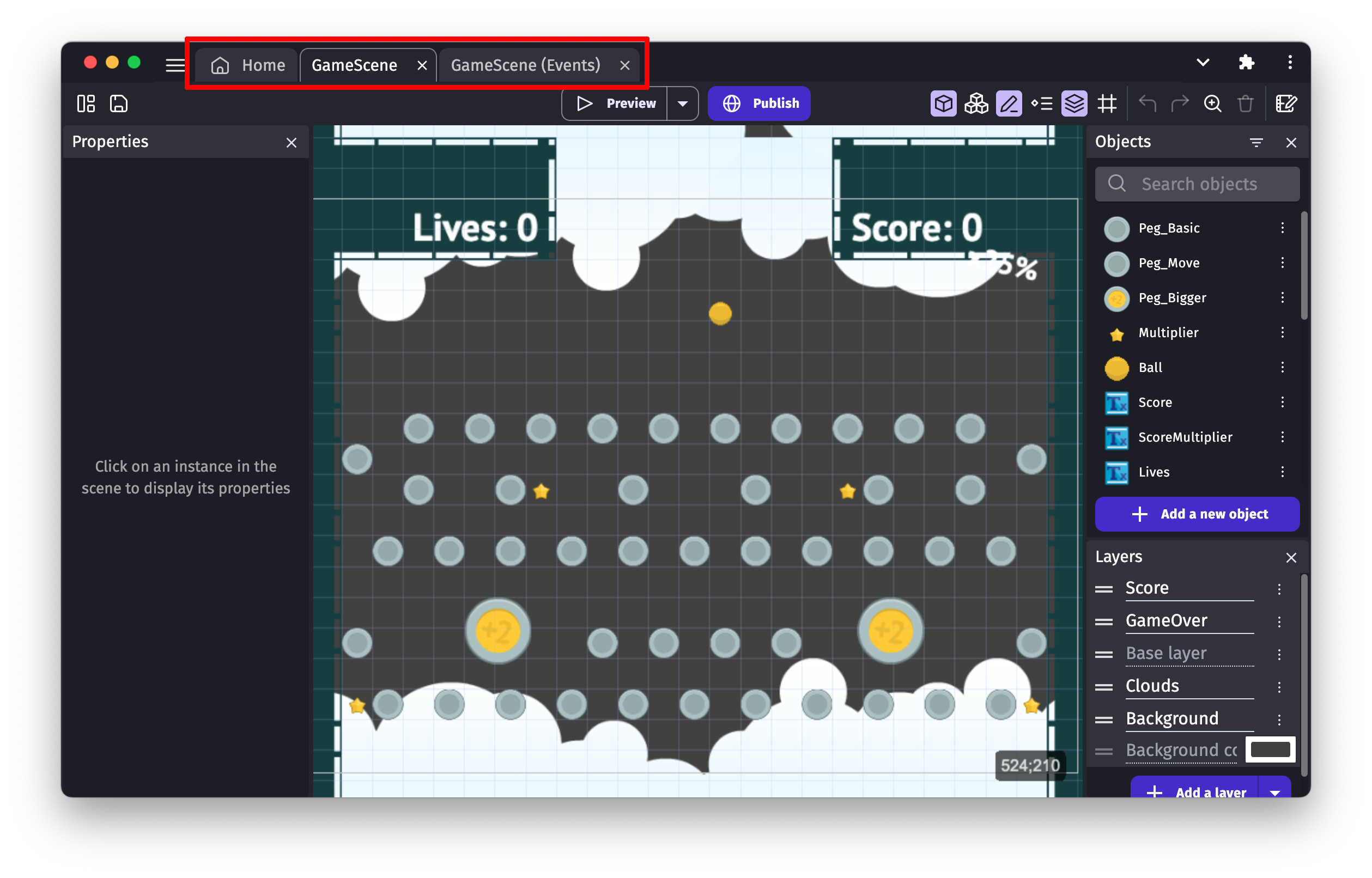 GDevelop interface - Gdevelop5 Tutorial