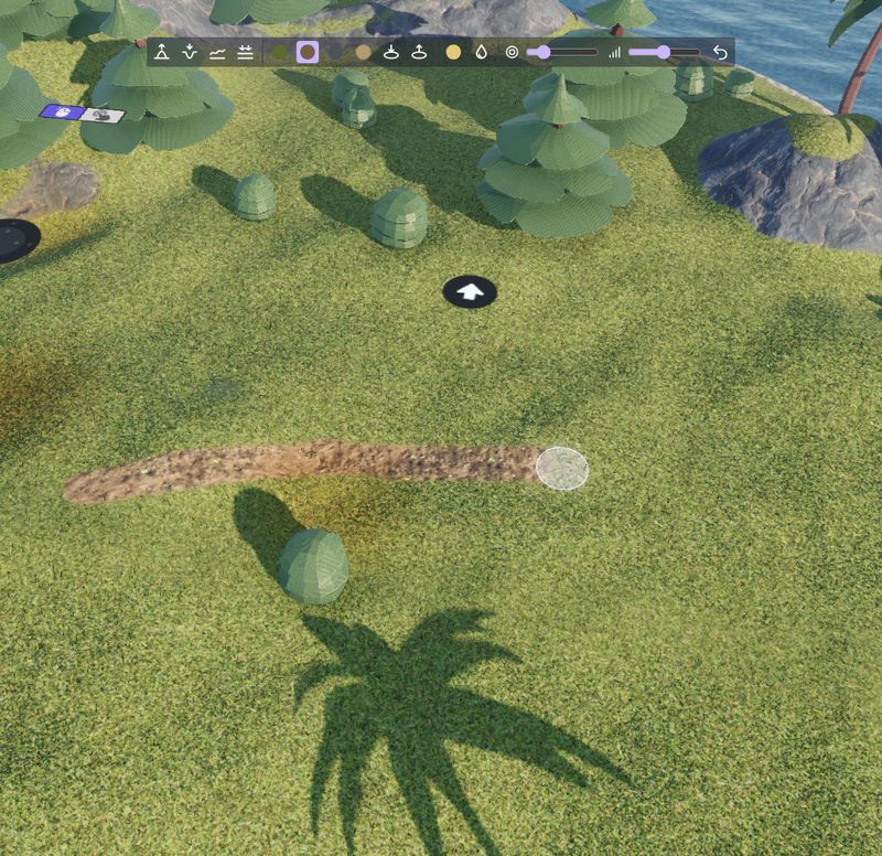 A dirt path painted on the grass with the second layer