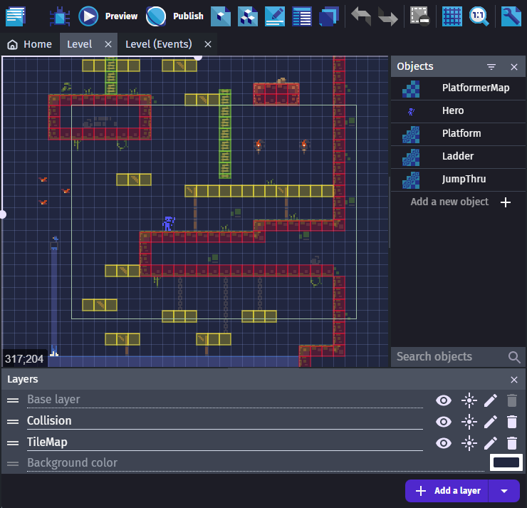 Tile Map para Jogo de Plataforma