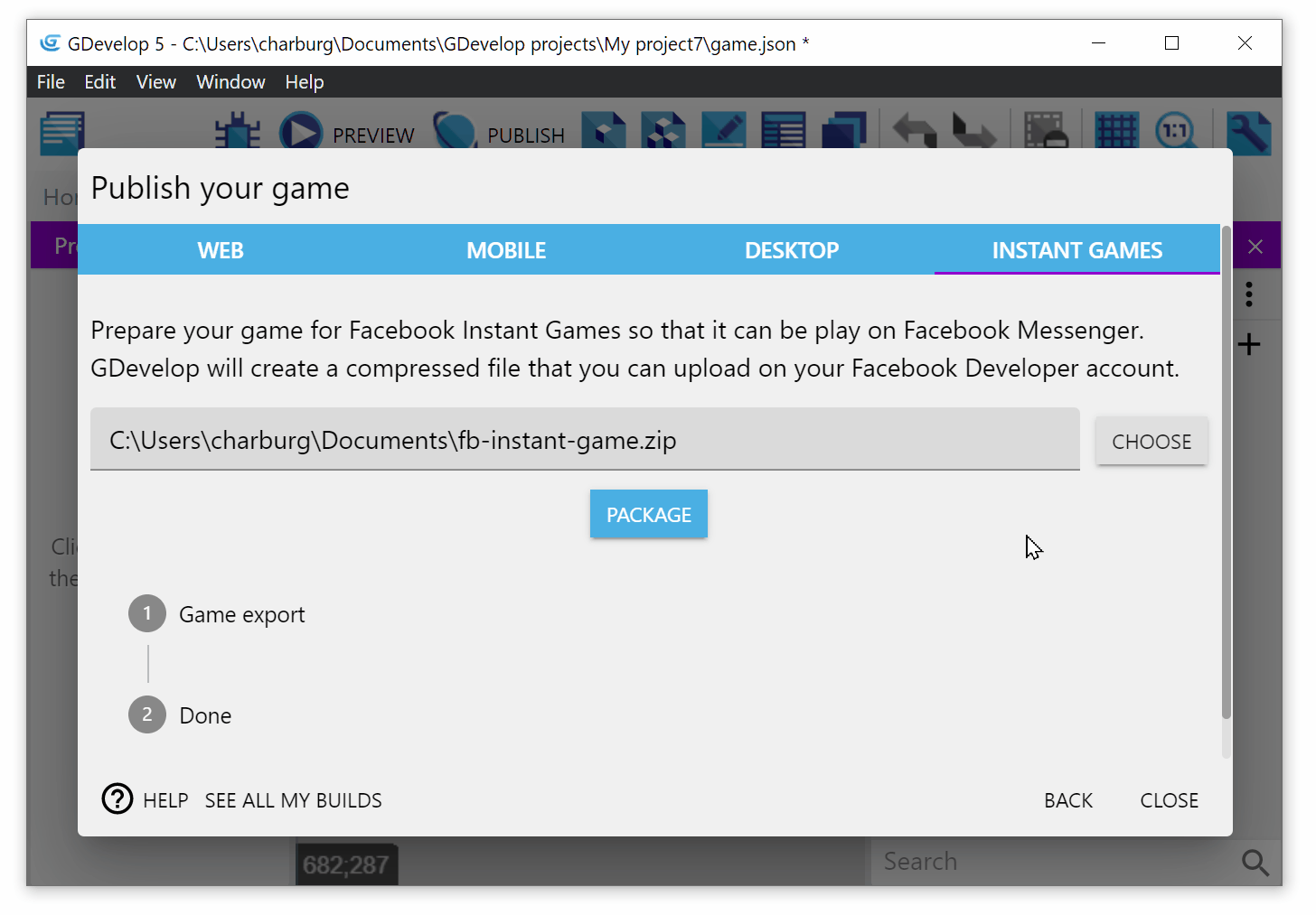 Publish your game to Messenger with Facebook Instant Games - GDevelop  documentation