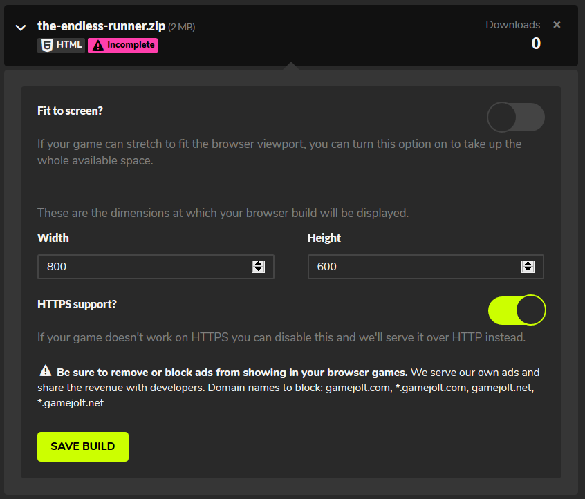 Publishing your Game to Game Jolt GDevelop documentation